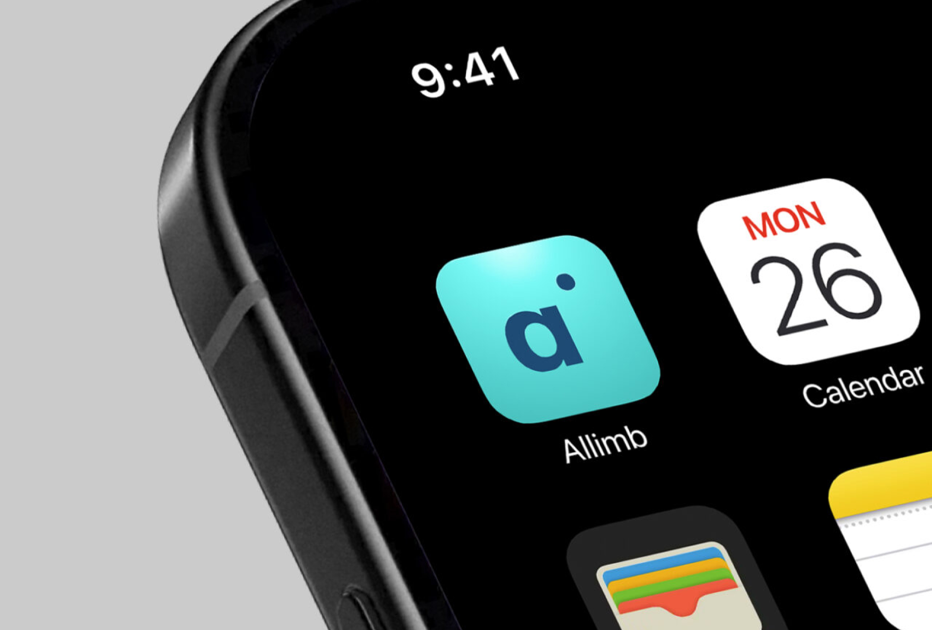 The Allimb app icon on an iPhone home screen